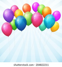 empty birthday vector background with colorful balloons. isolated from background.