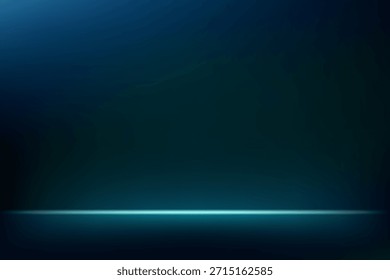 Vazio preto e azul estúdio quarto fundo Espaço para a venda de produtos, fundo, papel de parede, fundo, texto. Estúdio de quarto vazio com mesa. Ilustração vetorial.