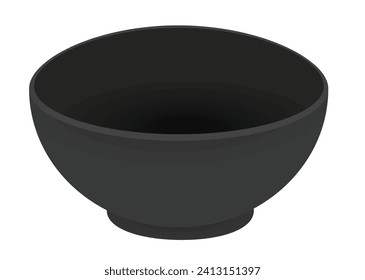 Empty black bowl. vector illustration