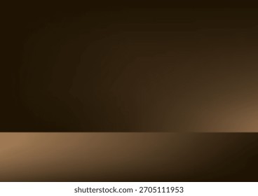 Espacio vacío de fondo de la habitación del estudio negro y marrón para vender productos, telón de fondo, Fondo de pantalla, fondo, texto. Habitación vacía Estudio con mesa. Ilustración vectorial.