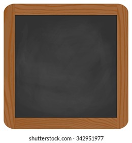 empty black chalk board with brown wooden frame