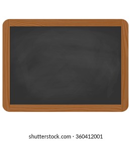 empty black chalk board with brown wooden frame