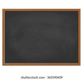 empty black chalk board with brown wooden frame