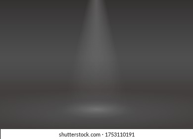 Empty black color studio room with spotlight background