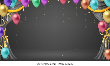 Empty black color studio room, used as background for display your products