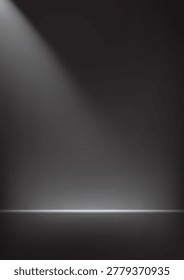 Empty black colors studio room background Space for selling products, backdrop, wallpaper, background, text. Empty Room Studio with table. Vector illustration.