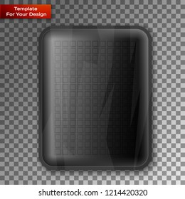 Empty black food tray