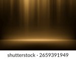 Empty black and gold studio room background. Dark gold background. Space for selling products on the website. Empty room with light effect. Vector illustration.