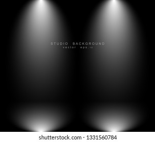 Empty black gradient studio room background. backdrop light interior with copyspace for your creative project, Vector illustration EPS 10