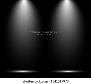 Empty black gradient studio room background. backdrop light interior with copyspace for your creative project, Vector illustration EPS 10