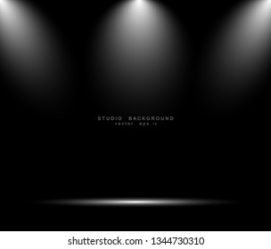 Empty black gradient studio room background. backdrop light interior with copyspace for your creative project, Vector illustration EPS 10