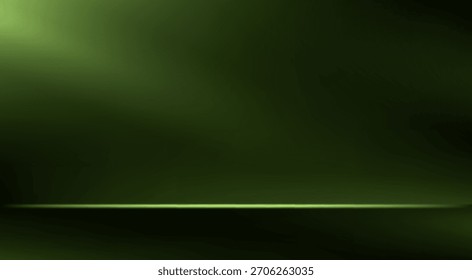 Espacio vacío de fondo de la habitación del estudio negro y verde para vender productos, telón de fondo, Fondo de pantalla, fondo, texto. Habitación vacía Estudio con mesa. Ilustración vectorial.