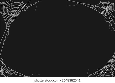 Empty black Halloween background with spider webs in corners. Great for adding custom text or spooky Halloween party design.