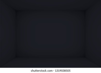 Empty black room. The inner space of the dark box. Vector design illustration. Mock up for you business project