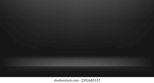 Empty black room, black studio design for product display. Vector illustration