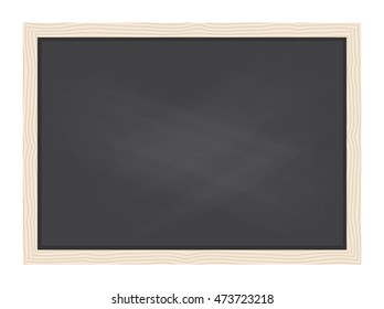 Empty Black school chalkboard background texture with frame vector. Template for your design.