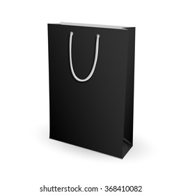 Empty black Shopping Bag on white for advertising and branding. Isolated on White Background. Mock Up Template Ready For Your Design. Product Packing Vector EPS10