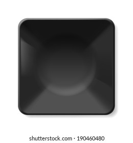 Empty black soup-plate isolated on white background 