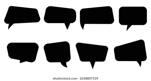 An empty black speech bubbles, various shapes, vector set, communication, blank, isolated, graphic