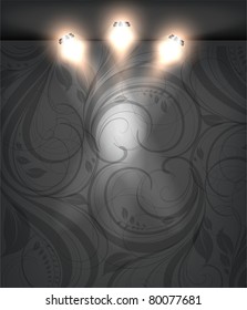 Empty black storefront with black seamless floral flower background. You can change colors for the background, eps10 vector