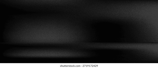 Empty black studio bg with limbo for product show. 3d render of room podium background with floor and wall.