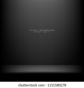 Empty black Studio room Backdrop. Light interior with copyspace for your creative project . Vector illustration EPS 10