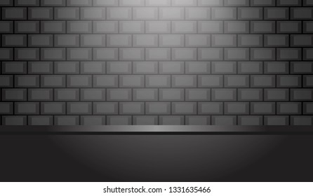 Empty black studio room background for your product. Realistic Vector illustration