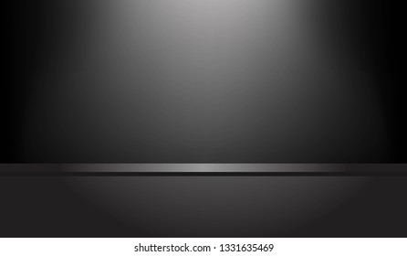 Empty black studio room background for your product. Realistic Vector illustration