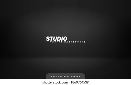 Empty black studio room background, used as background for display your products. Vector illustration. Easy editable colors.