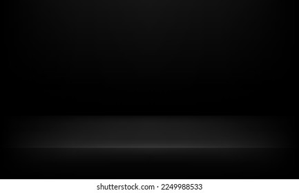 Empty black studio room. blank stand display or showing product. Space for selling products on the website. Room in the 3d. Banner for advertise product on website. Vector illustration.