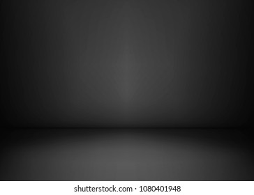 Empty black studio room. Dark background. Abstract dark empty studio room texture. Vector illustration