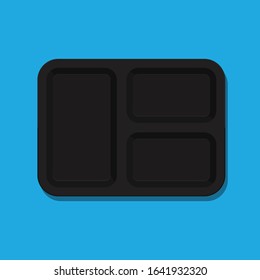 Empty Black Tv Dinner Tray Icon Vector Flat Design.