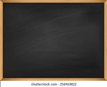 Empty blackboard with wooden frame. Template