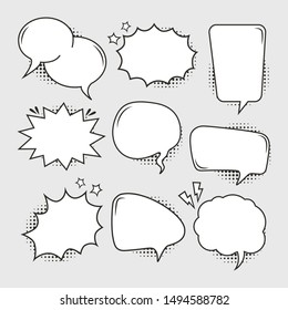 Empty blank comic bubbles set