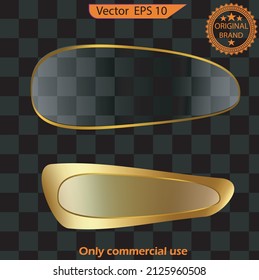 Empty Blank Elegant Golden Buttons. Set of glass gold buttons and sliders, web icons. 