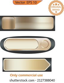 Empty blank Golden Buttons. Set of glass gold buttons - web icons of different forms. Gradient mesh. For web design. 