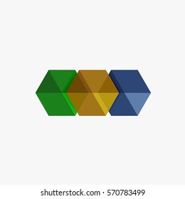 Empty blank hexagon layout, geometric template for text and options. Element of business brochure, presentation and web design navigation layout
