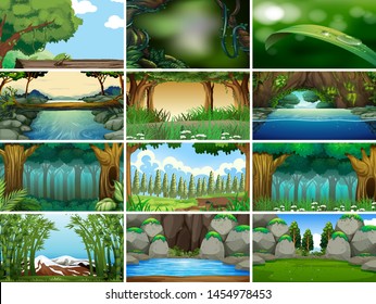 Empty, blank landscape nature scenes illustration