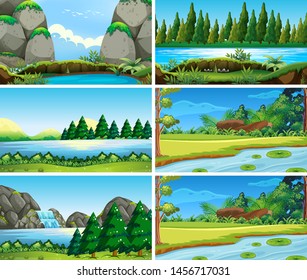 Empty, blank landscape nature scenes illustration