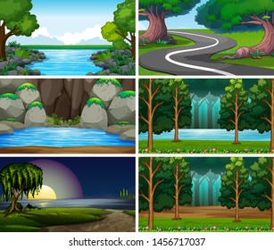 Empty, blank landscape nature scenes illustration