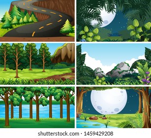 Empty, blank landscape nature scenes illustration