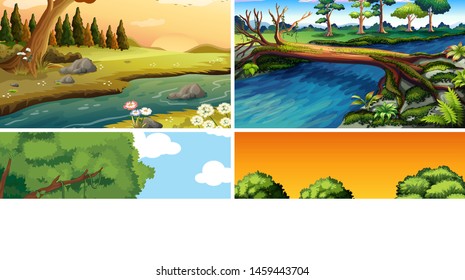 Empty, blank landscape nature scenes illustration