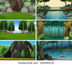 Empty, blank landscape nature scenes illustration