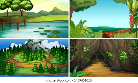 Empty, blank landscape nature scenes illustration