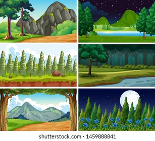 Empty, blank landscape nature scenes illustration