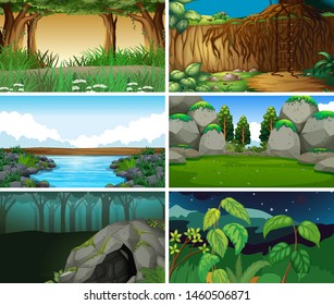 Empty, blank landscape nature scenes illustration
