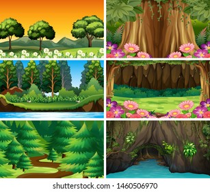 Empty, blank landscape nature scenes illustration