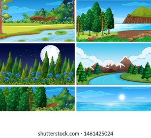 Empty, blank landscape nature scenes illustration