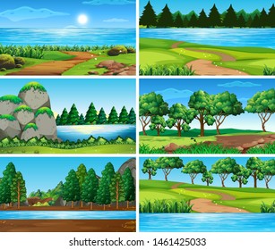 Empty, blank landscape nature scenes illustration