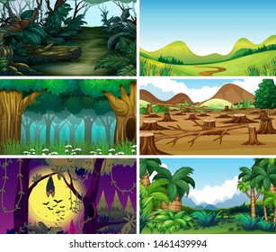 Empty, blank landscape nature scenes illustration